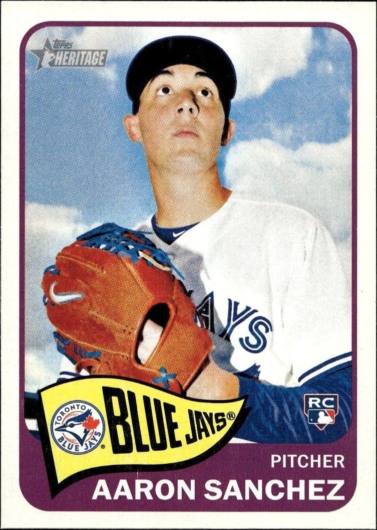 Aaron Sanchez 2014 Topps Heritage High Number #H579 Baseball Trading Card - Front 2014 Topps Heritage High Number Aaron Sanchez #H579 baseball trading card front