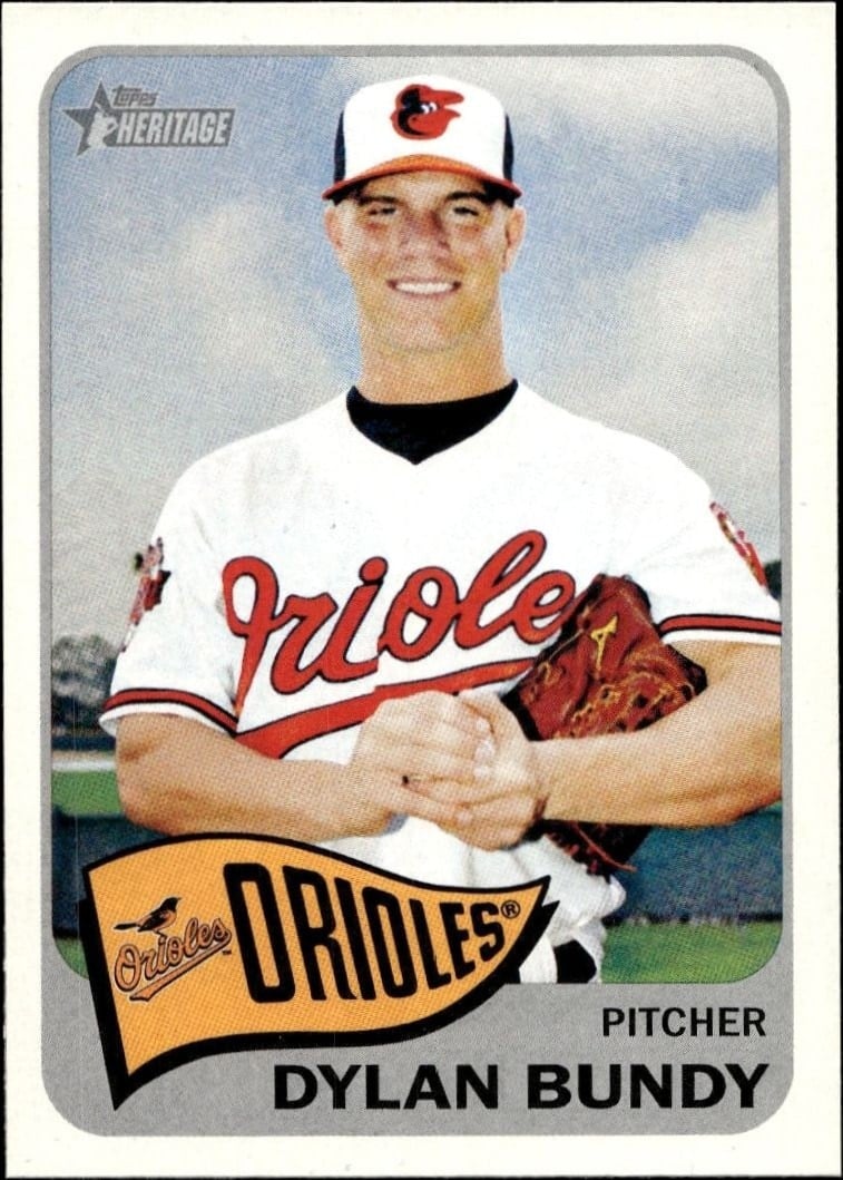Dylan Bundy 2014 Topps Heritage High Number #H595 Baseball Trading Card - Front 2014 Topps Heritage High Number Dylan Bundy #H595 baseball trading card front