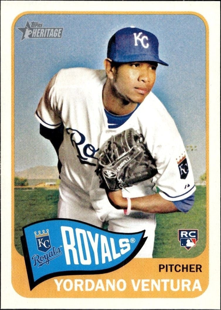 Yordano Ventura 2014 Topps Heritage High Number #H583 Baseball Trading Card - Front 2014 Topps Heritage High Number Yordano Ventura #H583 baseball trading card front