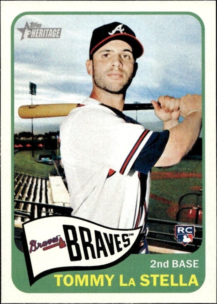 Tommy La Stella 2014 Topps Heritage High Number #H511 Baseball Trading Card - Front 2014 Topps Heritage High Number Tommy La Stella #H511 baseball trading card front