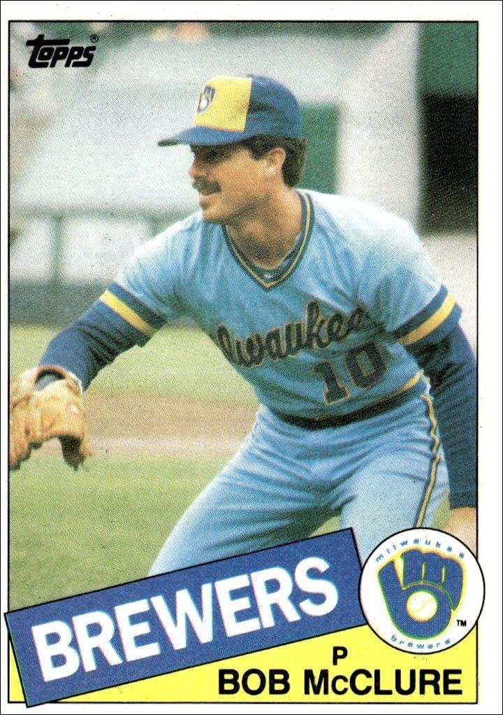 Bob McClure 1985 Topps #203 Baseball Trading Card - Front 1985 Topps Bob McClure #203 baseball trading card front