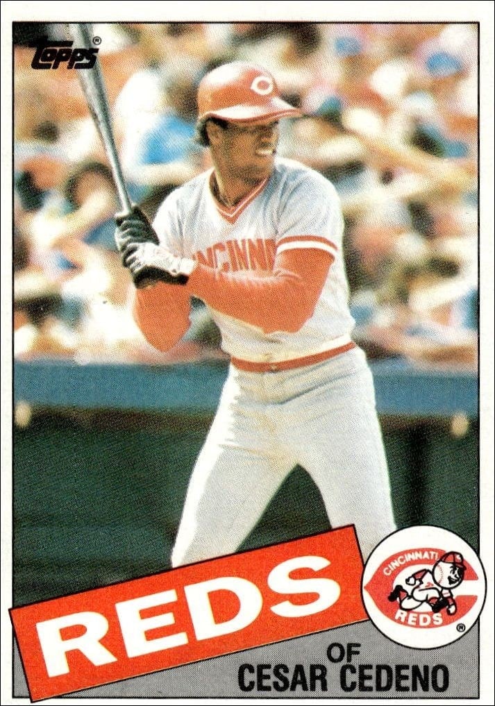 Cesar Cedeno 1985 Topps #54 Baseball Trading Card - Front 1985 Topps Cesar Cedeno #54 baseball trading card front