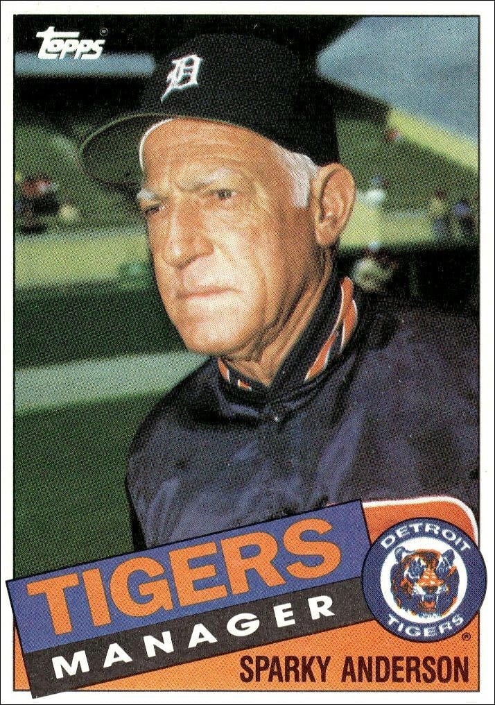 Sparky Anderson 1985 Topps #307 Baseball Trading Card - Front 1985 Topps Sparky Anderson #307 baseball trading card front