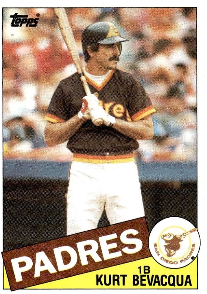 Kurt Bevacqua 1985 Topps #478 Baseball Trading Card - Front 1985 Topps Kurt Bevacqua #478 baseball trading card front