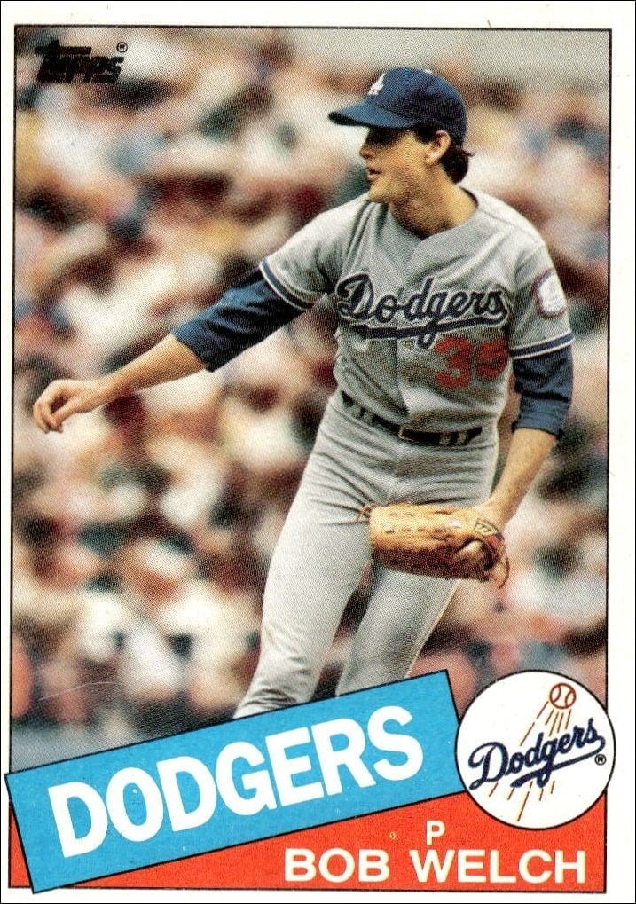 Bob Welch 1985 Topps #291 Baseball Trading Card - Front 1985 Topps Bob Welch #291 baseball trading card front