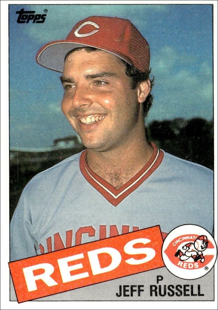 Jeff Russell 1985 Topps #651 Baseball Trading Card - Front 1985 Topps Jeff Russell #651 baseball trading card front