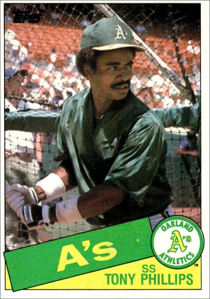 Tony Phillips 1985 Topps #444 Baseball Trading Card - Front 1985 Topps Tony Phillips #444 baseball trading card front