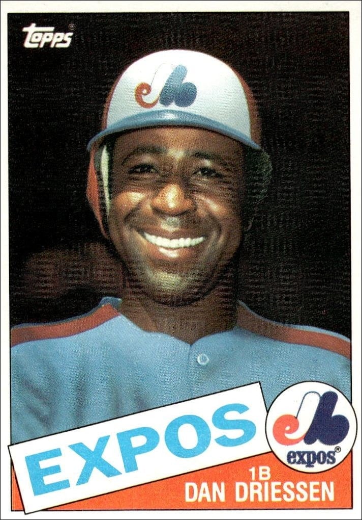 Dan Driessen 1985 Topps #285 Baseball Trading Card - Front 1985 Topps Dan Driessen #285 baseball trading card front