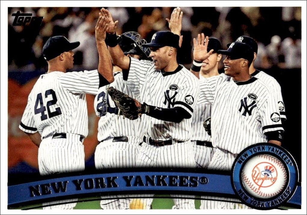 New York Yankees 2011 Topps Series 2 #424 Baseball Trading Card - Front 2011 Topps Series 2 New York Yankees #424 baseball trading card front