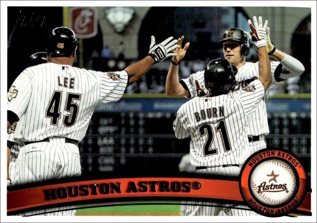 Houston Astros 2011 Topps Series 2 #631 Baseball Trading Card - Front 2011 Topps Series 2 Houston Astros #631 baseball trading card front