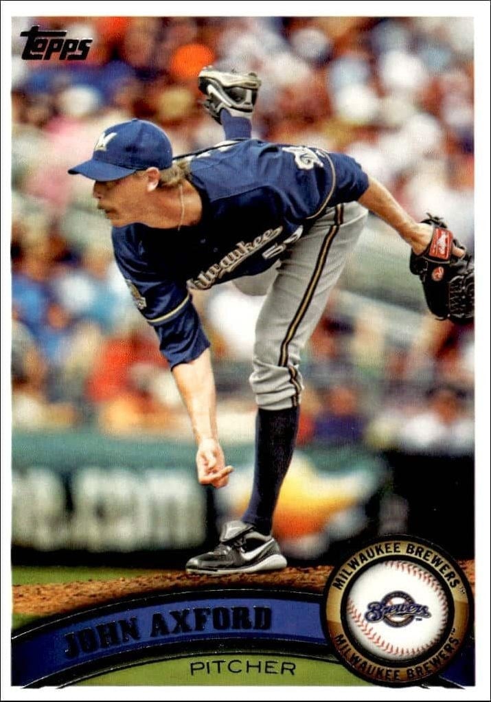 John Axford 2011 Topps Series 2 #591 Baseball Trading Card - Front 2011 Topps Series 2 John Axford #591 baseball trading card front