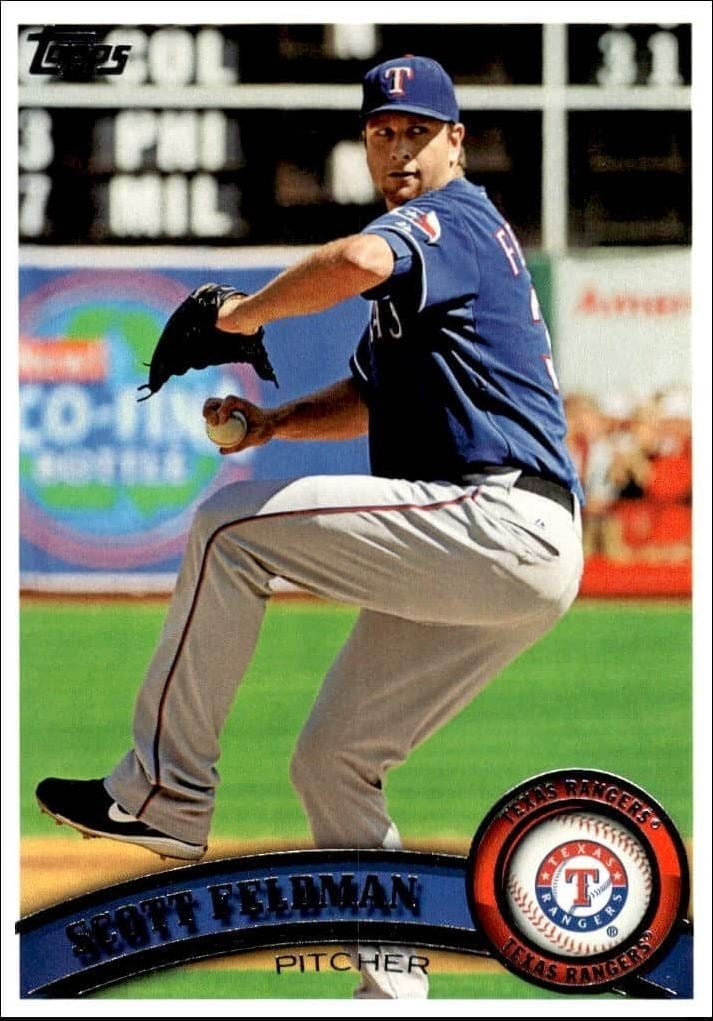 Scott Feldman 2011 Topps Series 2 #498 Baseball Trading Card - Front 2011 Topps Series 2 Scott Feldman #498 baseball trading card front