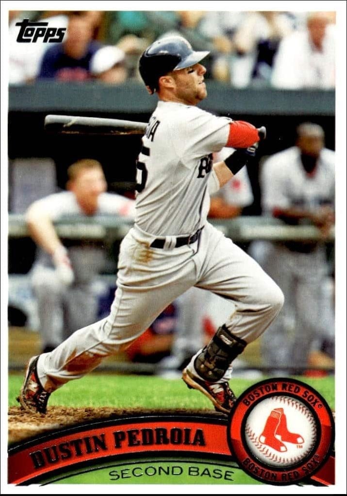 Dustin Pedroia 2011 Topps Series 2 #480 Baseball Trading Card - Front 2011 Topps Series 2 Dustin Pedroia #480 baseball trading card front