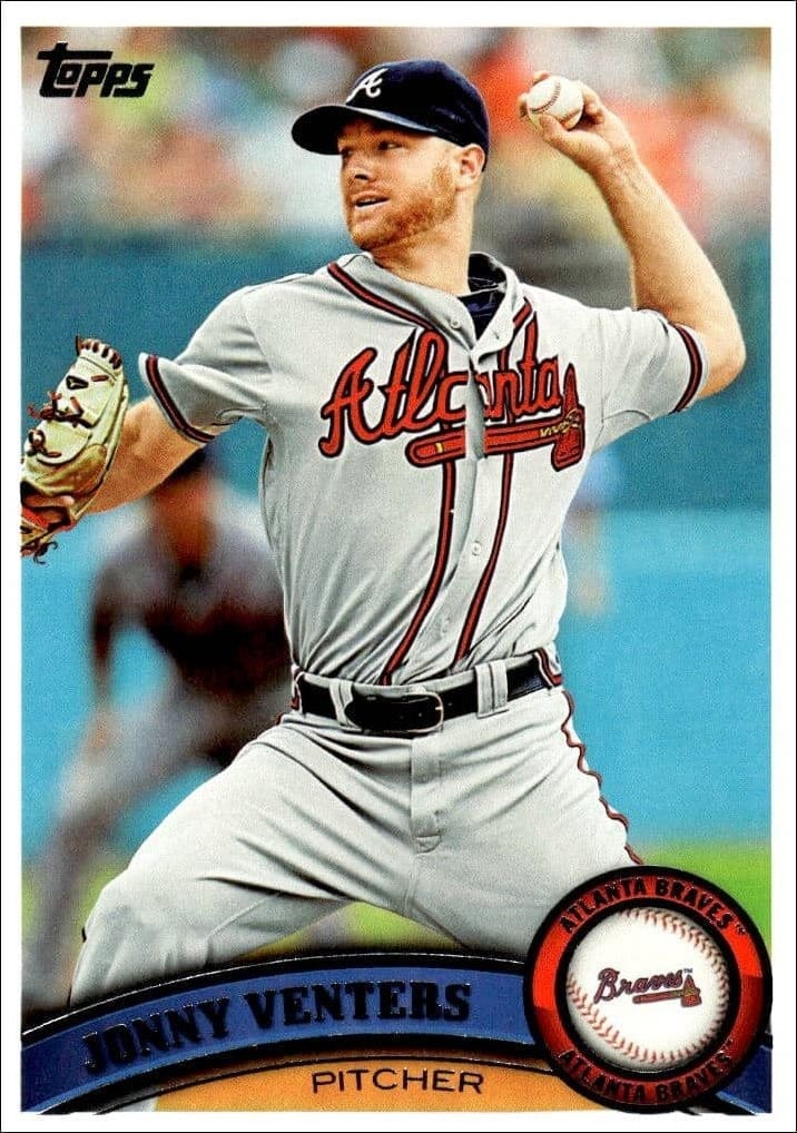 Jonny Venters 2011 Topps Series 2 #619 Baseball Trading Card - Front 2011 Topps Series 2 Jonny Venters #619 baseball trading card front