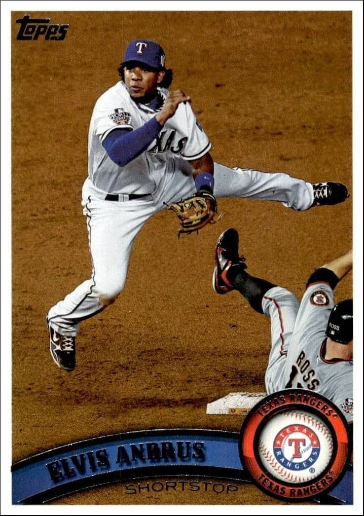 Elvis Andrus 2011 Topps Series 2 #435 Baseball Trading Card - Front 2011 Topps Series 2 Elvis Andrus #435 baseball trading card front
