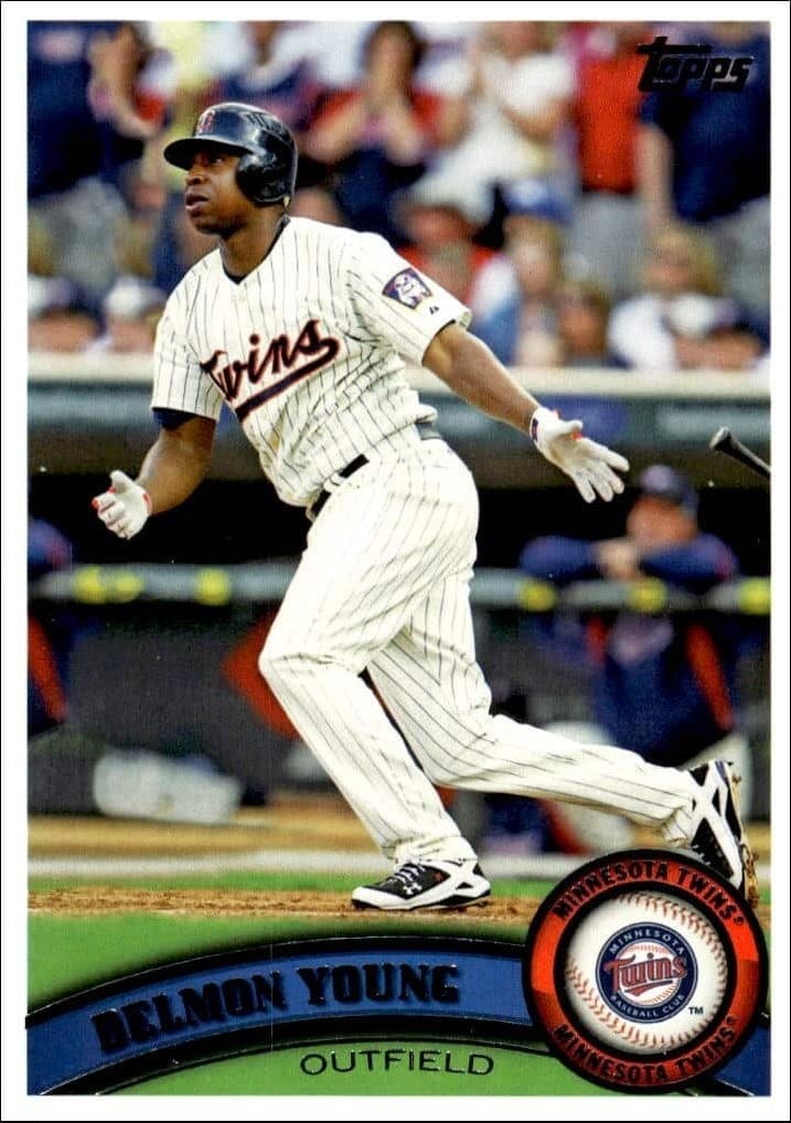 Delmon Young 2011 Topps Series 2 #485 Baseball Trading Card - Front 2011 Topps Series 2 Delmon Young #485 baseball trading card front