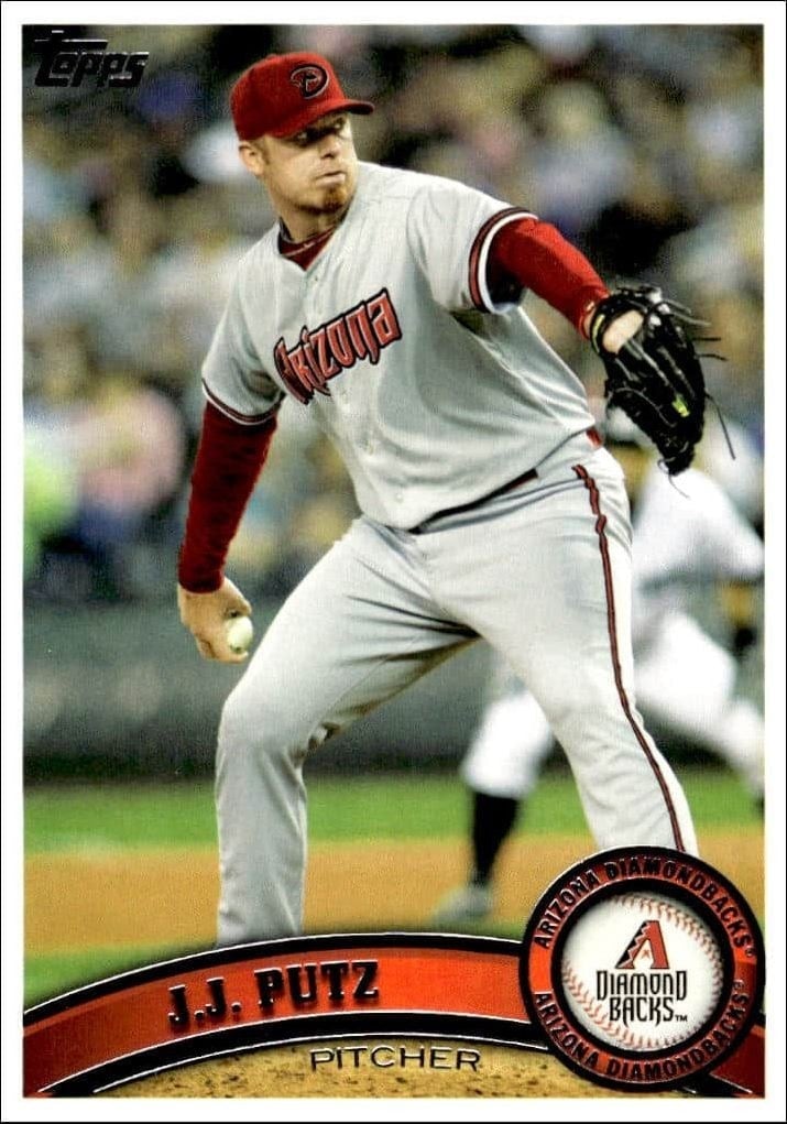J.J. Putz 2011 Topps Series 2 #601 Baseball Trading Card - Front 2011 Topps Series 2 J.J. Putz #601 baseball trading card front