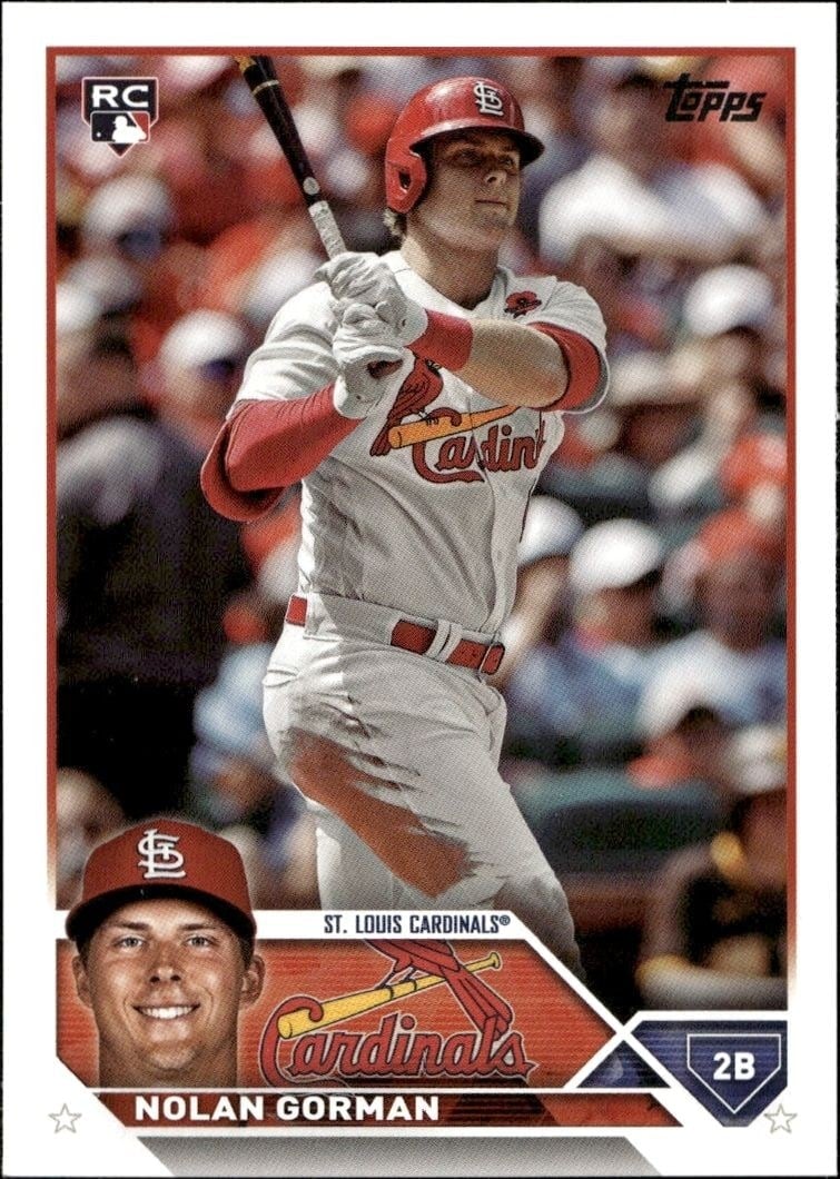Nolan Gorman 2023 Topps #16 Baseball Trading Card - Front 2023 Topps Nolan Gorman #16 baseball trading card front