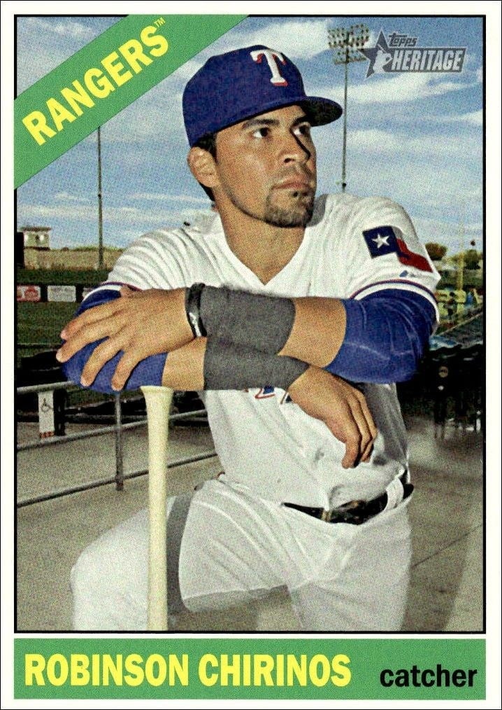 Robinson Chirinos 2015 Topps Heritage High Number #663 Baseball Trading Card - Front 2015 Topps Heritage High Number Robinson Chirinos #663 baseball trading card front