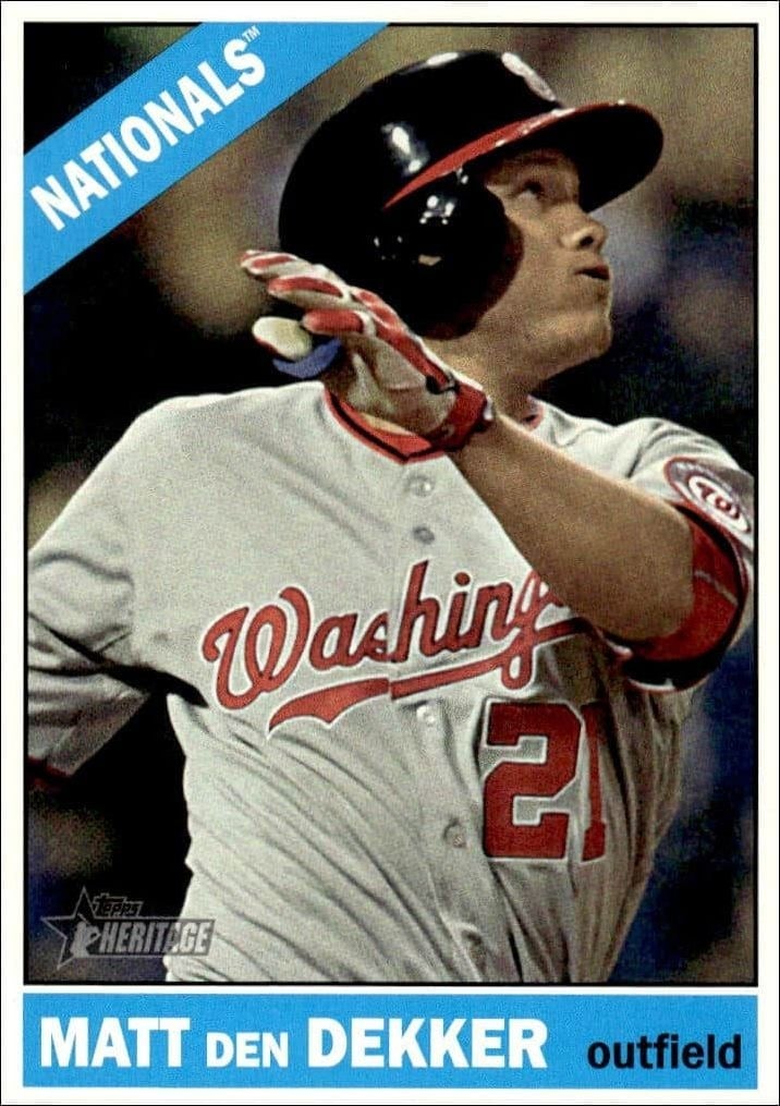Matt den Dekker 2015 Topps Heritage High Number #628 Baseball Trading Card - Front 2015 Topps Heritage High Number Matt den Dekker #628 baseball trading card front