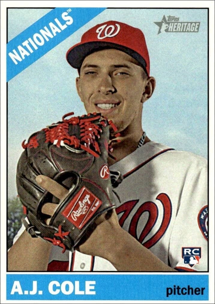 A.J. Cole 2015 Topps Heritage High Number #633 Baseball Trading Card - Front 2015 Topps Heritage High Number A.J. Cole #633 baseball trading card front