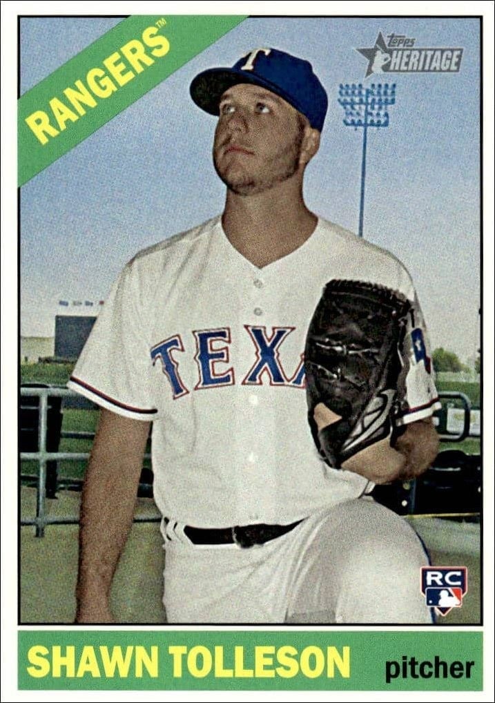 Shawn Tolleson 2015 Topps Heritage High Number #584 Baseball Trading Card - Front 2015 Topps Heritage High Number Shawn Tolleson #584 baseball trading card front