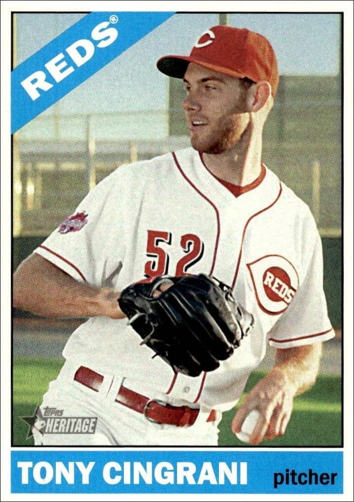 Tony Cingrani 2015 Topps Heritage High Number #627 Baseball Trading Card - Front 2015 Topps Heritage High Number Tony Cingrani #627 baseball trading card front