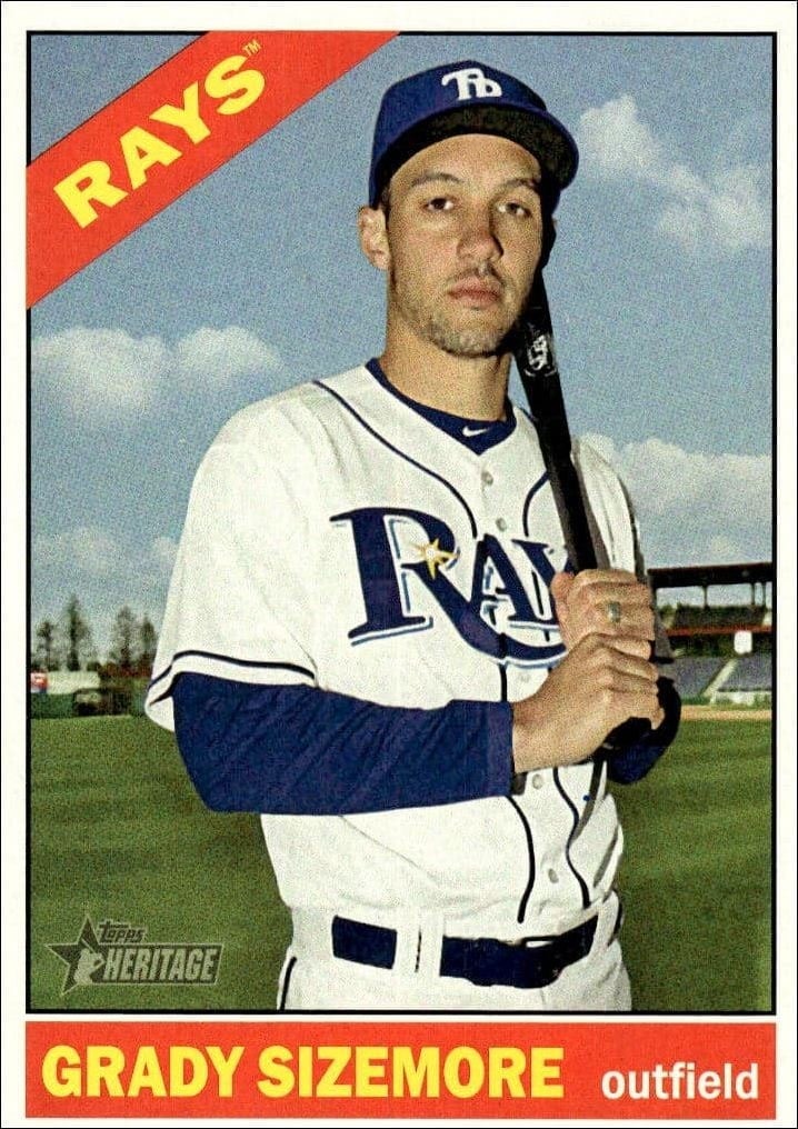 Grady Sizemore 2015 Topps Heritage High Number #551 Baseball Trading Card - Front 2015 Topps Heritage High Number Grady Sizemore #551 baseball trading card front