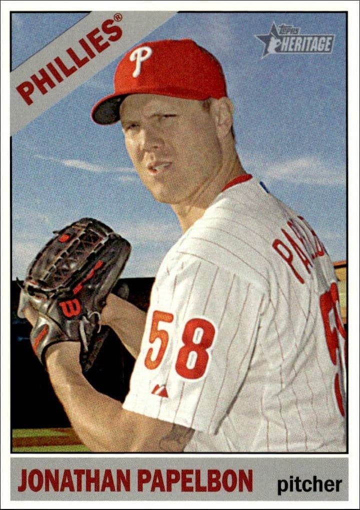 Jonathan Papelbon 2015 Topps Heritage #118 Baseball Trading Card - Front 2015 Topps Heritage Jonathan Papelbon #118 baseball trading card front