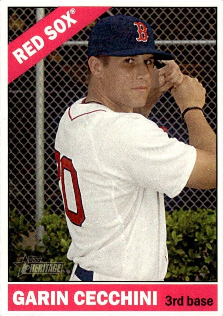 Garin Cecchini 2015 Topps Heritage #111 Baseball Trading Card - Front 2015 Topps Heritage Garin Cecchini #111 baseball trading card front