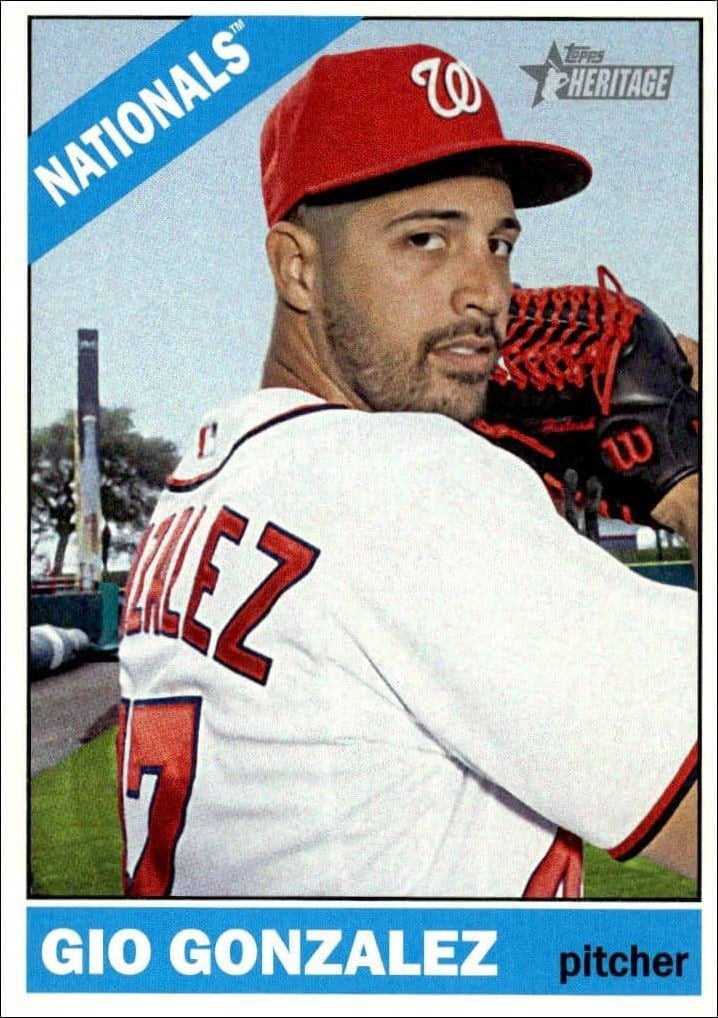 Gio Gonzalez 2015 Topps Heritage #181 Baseball Trading Card - Front 2015 Topps Heritage Gio Gonzalez #181 baseball trading card front