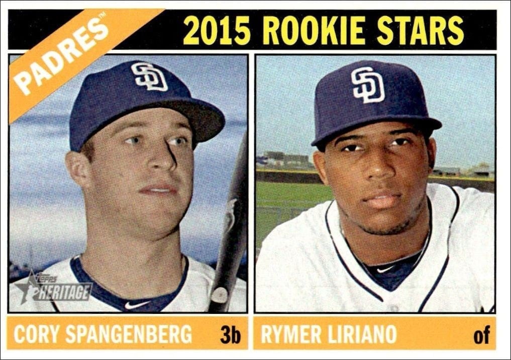 Cory Spangenberg 2015 Topps Heritage #49 Baseball Trading Card - Front 2015 Topps Heritage Cory Spangenberg #49 baseball trading card front