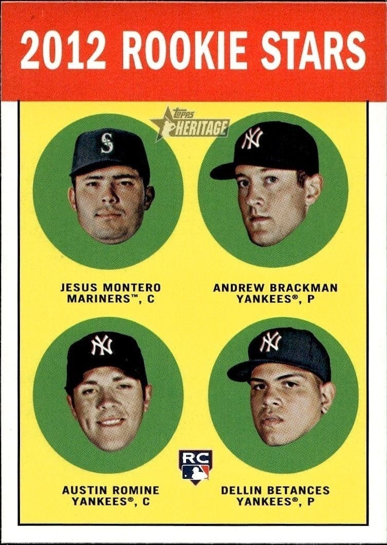 Jesus Montero 2012 Topps Heritage #386 Baseball Trading Card - Front 2012 Topps Heritage Jesus Montero #386 baseball trading card front