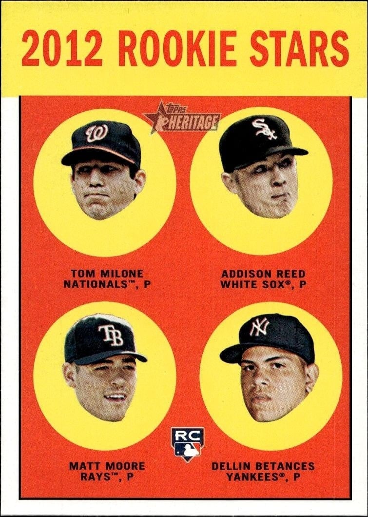 Tom Milone 2012 Topps Heritage #286 Baseball Trading Card - Front 2012 Topps Heritage Tom Milone #286 baseball trading card front