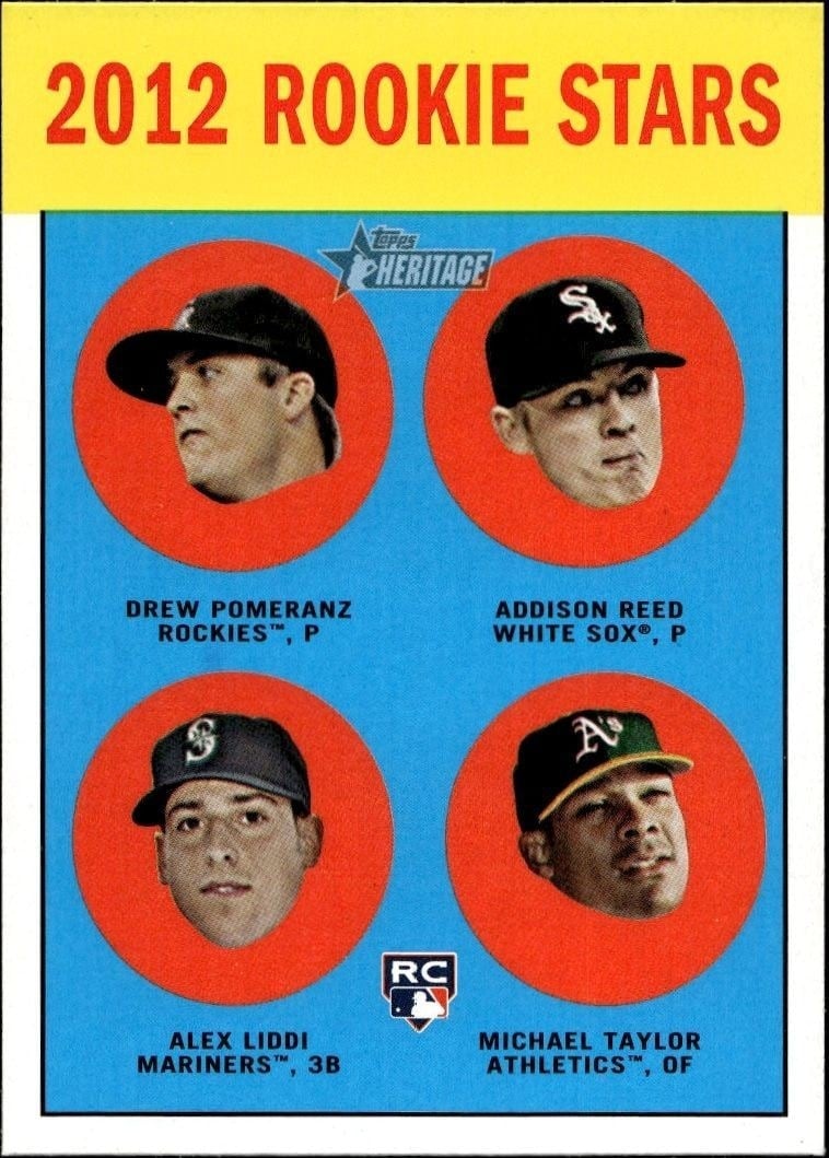 Drew Pomeranz 2012 Topps Heritage #253 Baseball Trading Card - Front 2012 Topps Heritage Drew Pomeranz #253 baseball trading card front