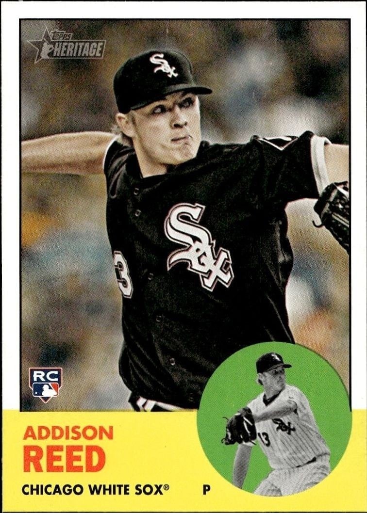 Addison Reed 2012 Topps Heritage #223 Baseball Trading Card - Front 2012 Topps Heritage Addison Reed #223 baseball trading card front