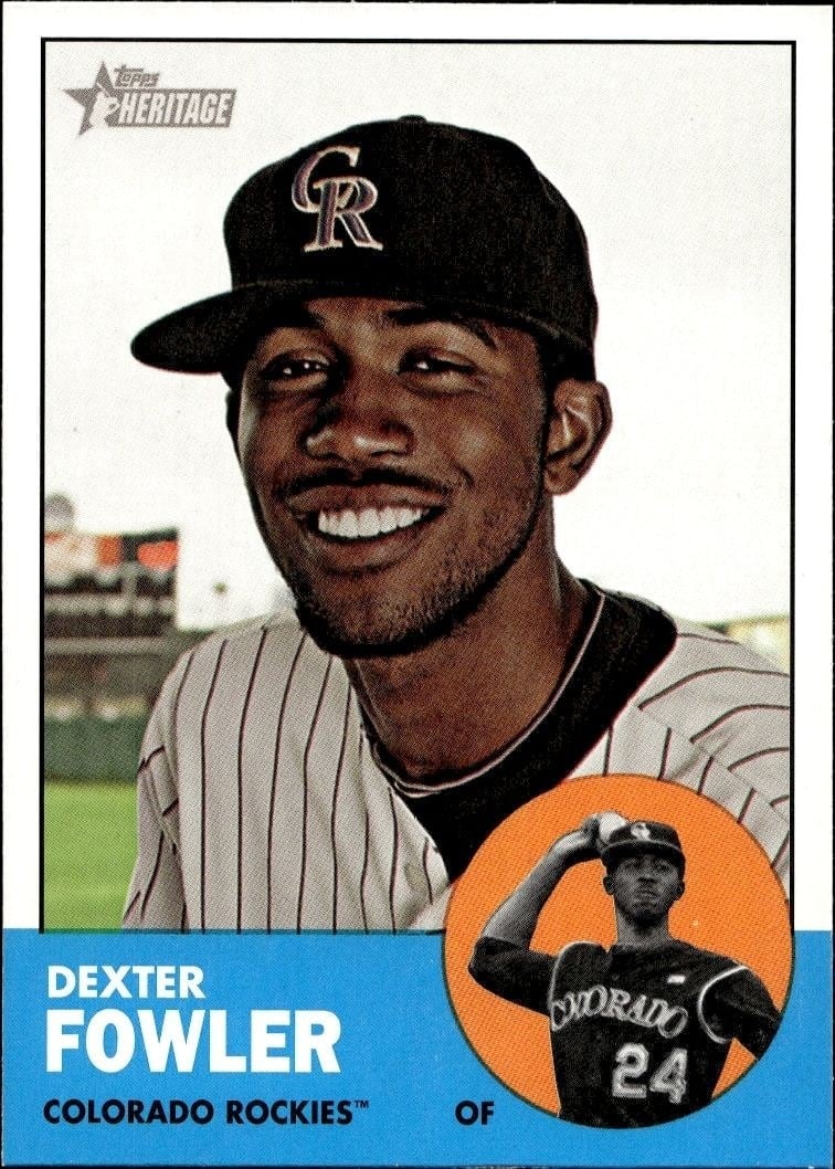 Dexter Fowler 2012 Topps Heritage #217 Baseball Trading Card - Front 2012 Topps Heritage Dexter Fowler #217 baseball trading card front