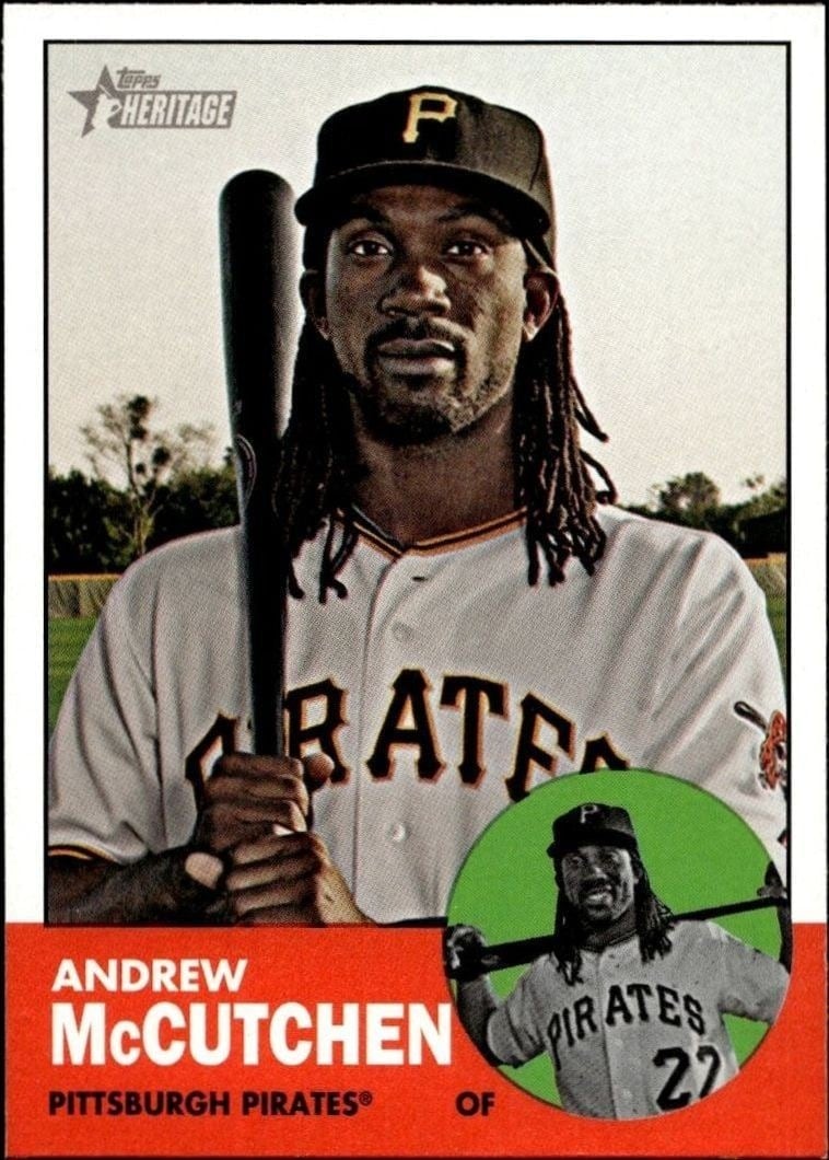 Andrew McCutchen 2012 Topps Heritage #87 Baseball Trading Card - Front 2012 Topps Heritage Andrew McCutchen #87 baseball trading card front