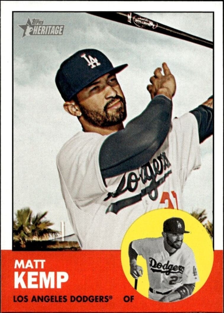 Matt Kemp 2012 Topps Heritage #279 Baseball Trading Card - Front 2012 Topps Heritage Matt Kemp #279 baseball trading card front