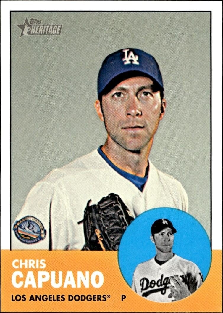 Chris Capuano 2012 Topps Heritage High Number #H580 Baseball Trading Card - Front 2012 Topps Heritage High Number Chris Capuano #H580 baseball trading card front