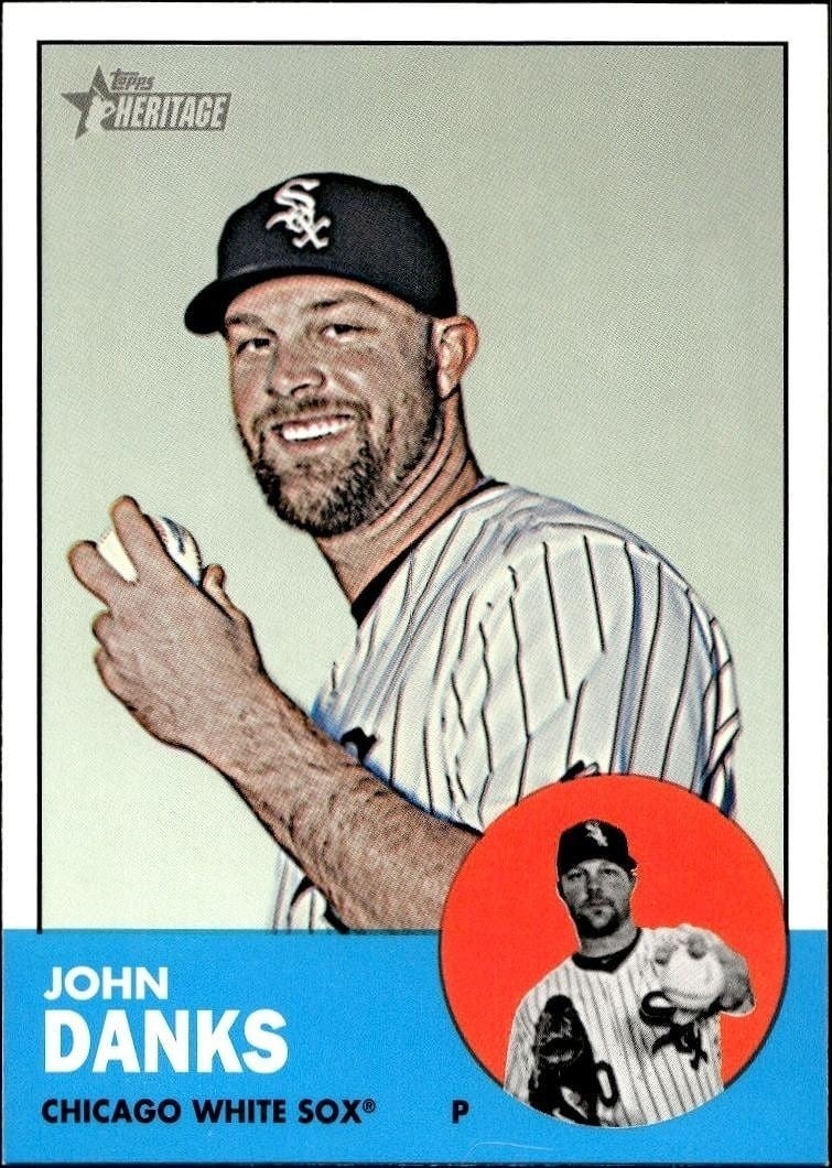 John Danks 2012 Topps Heritage High Number #H591 Baseball Trading Card - Front 2012 Topps Heritage High Number John Danks #H591 baseball trading card front