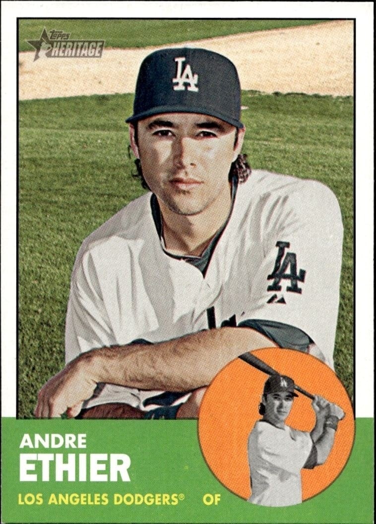 Andre Ethier 2012 Topps Heritage #123 Baseball Trading Card - Front 2012 Topps Heritage Andre Ethier #123 baseball trading card front