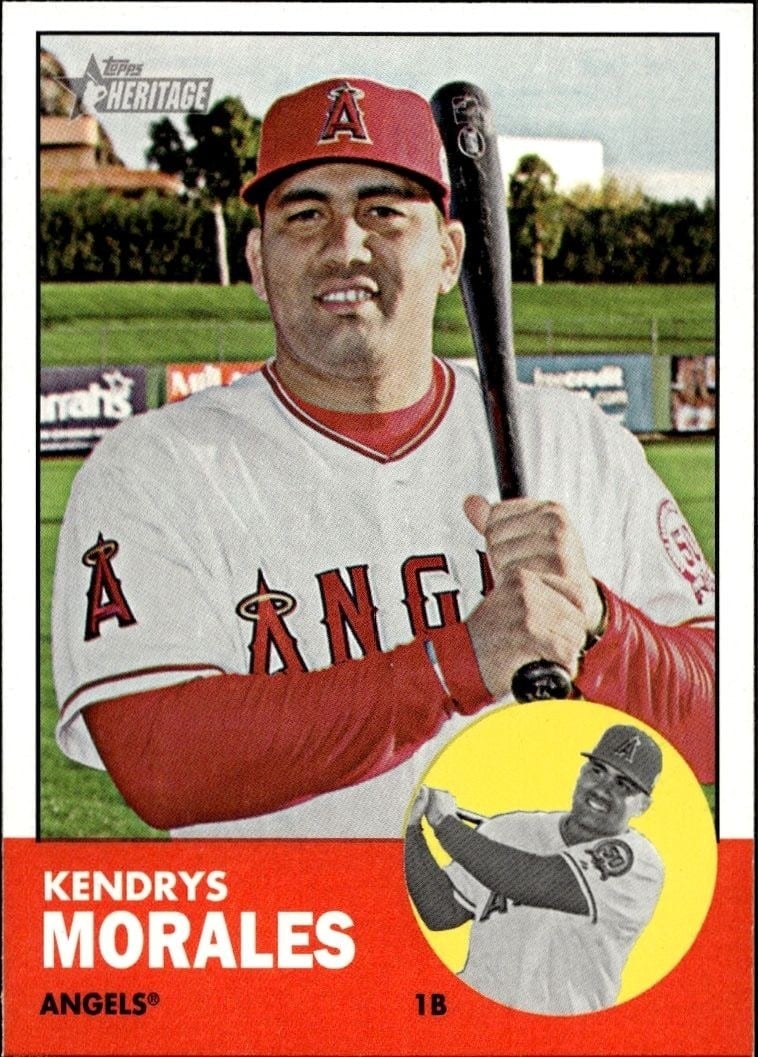 Kendrys Morales 2012 Topps Heritage #79 Baseball Trading Card - Front 2012 Topps Heritage Kendrys Morales #79 baseball trading card front