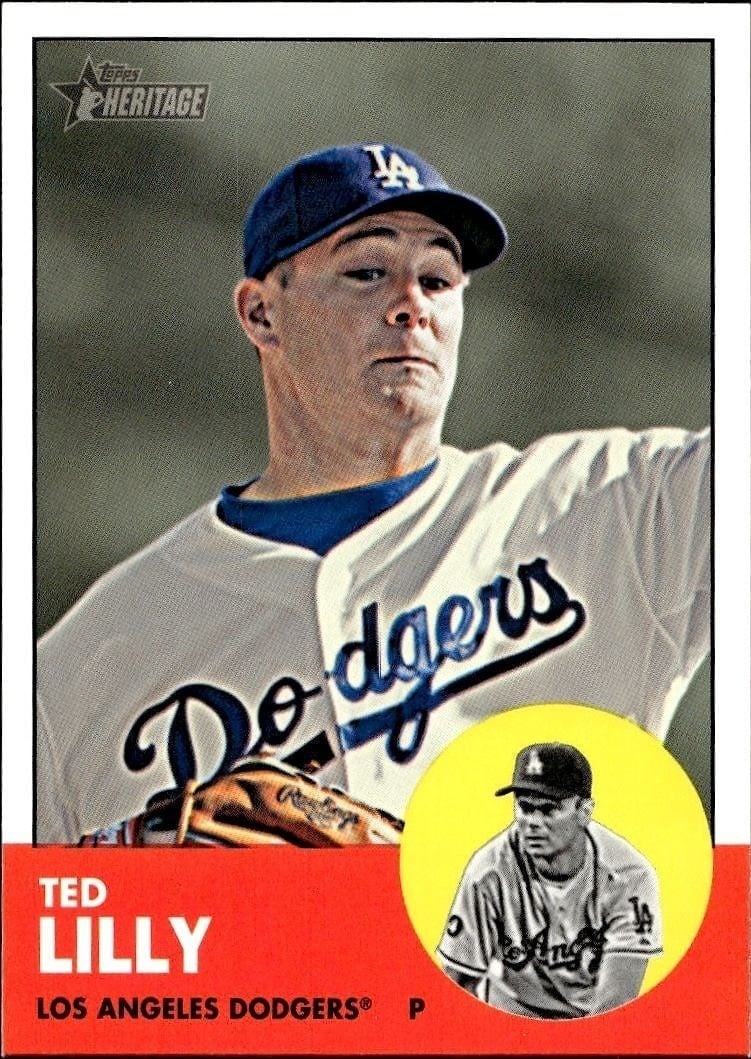 Ted Lilly 2012 Topps Heritage High Number #H672 Baseball Trading Card - Front 2012 Topps Heritage High Number Ted Lilly #H672 baseball trading card front