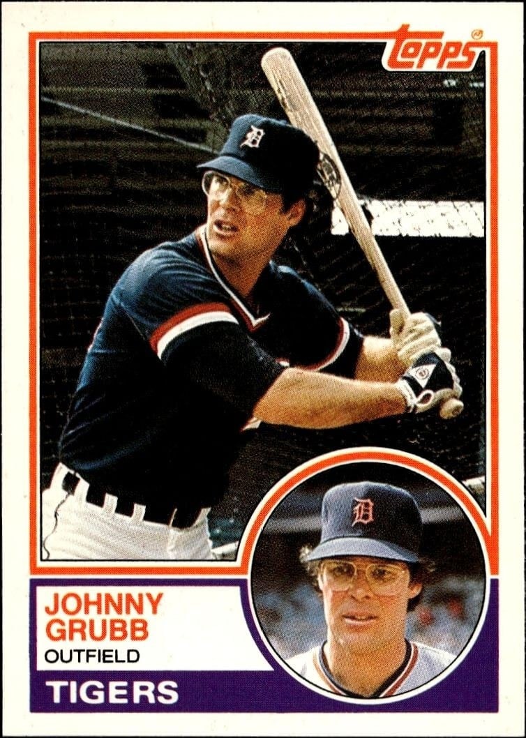 Johnny Grubb 1983 Topps Traded #38T Baseball Trading Card - Front 1983 Topps Traded Johnny Grubb #38T baseball trading card front