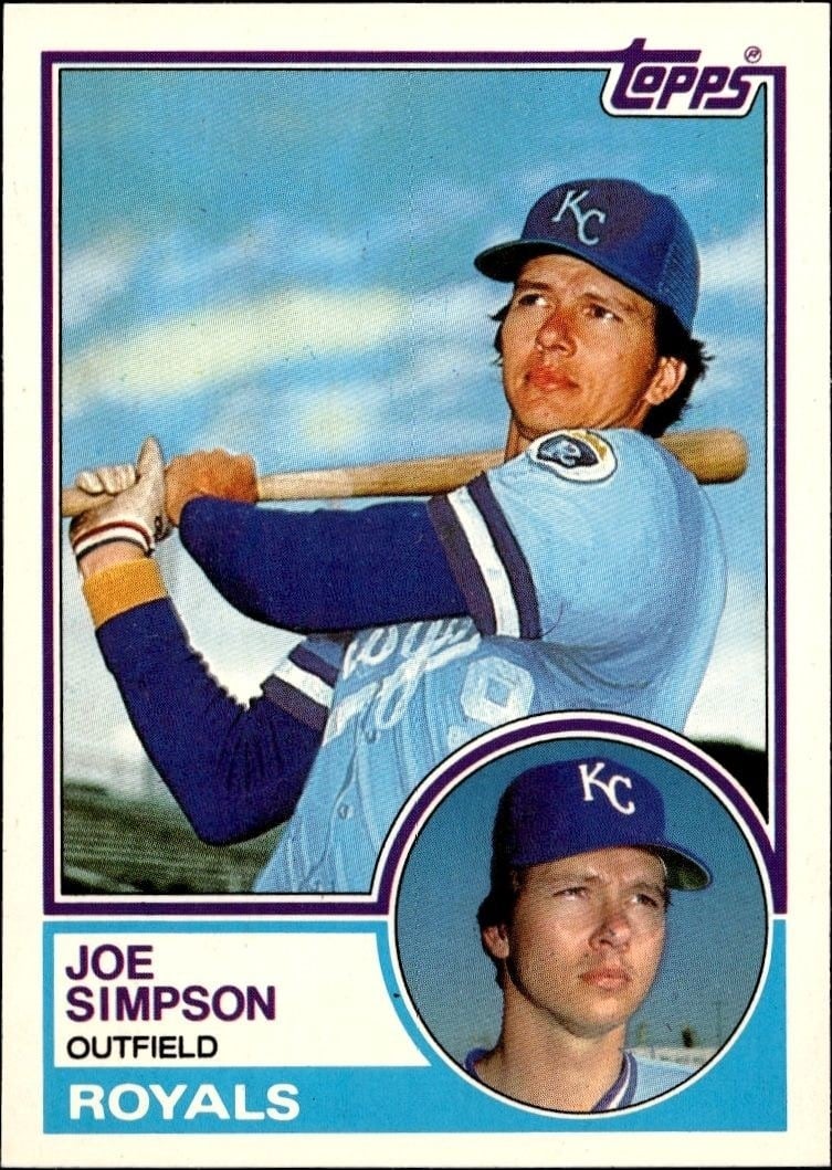 Joe Simpson 1983 Topps Traded #104T Baseball Trading Card - Front 1983 Topps Traded Joe Simpson #104T baseball trading card front