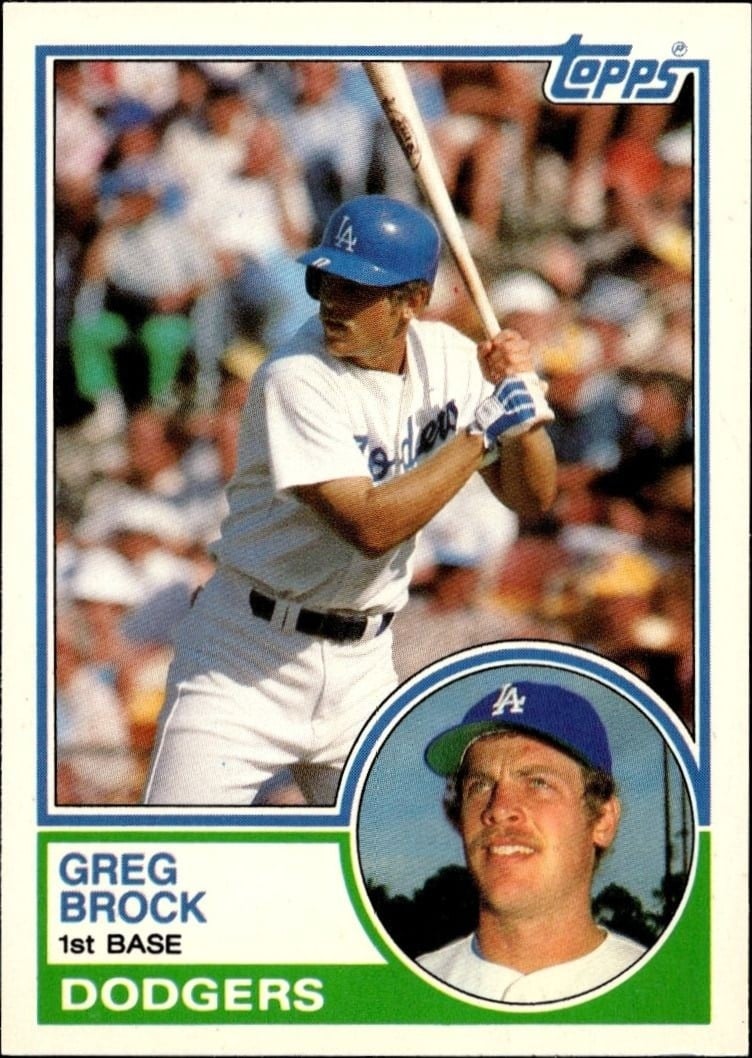Greg Brock 1983 Topps Traded #14T Baseball Trading Card - Front 1983 Topps Traded Greg Brock #14T baseball trading card front