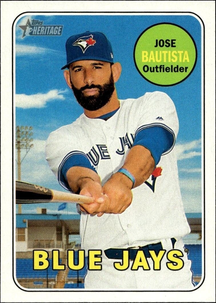 Jose Bautista 2018 Topps Heritage #139 Baseball Trading Card - Front 2018 Topps Heritage Jose Bautista #139 baseball trading card front