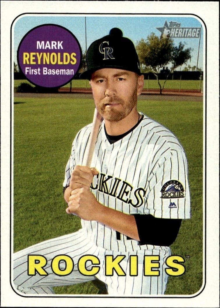 Mark Reynolds 2018 Topps Heritage #181 Baseball Trading Card - Front 2018 Topps Heritage Mark Reynolds #181 baseball trading card front