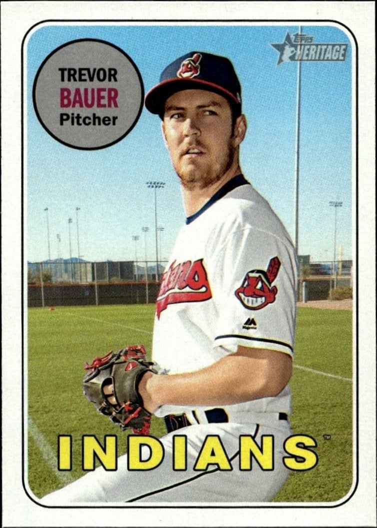 Trevor Bauer 2018 Topps Heritage #267 Baseball Trading Card - Front 2018 Topps Heritage Trevor Bauer #267 baseball trading card front